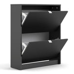 Shoes Shoe cabinet w. 2 tilting doors and 1 layer in Matt Black