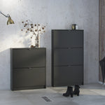 Shoes Shoe cabinet w. 2 tilting doors and 1 layer in Matt Black