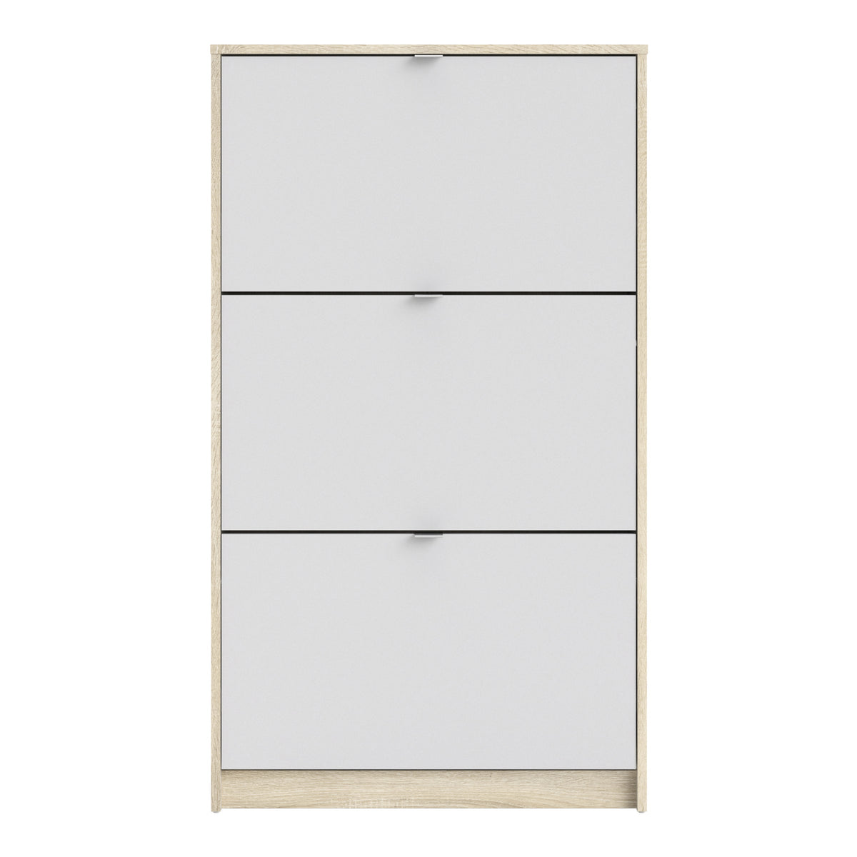 Shoes Shoe cabinet w. 3 tilting doors and 2 layers Oak structure White