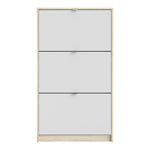 Shoes Shoe cabinet w. 3 tilting doors and 2 layers Oak structure White