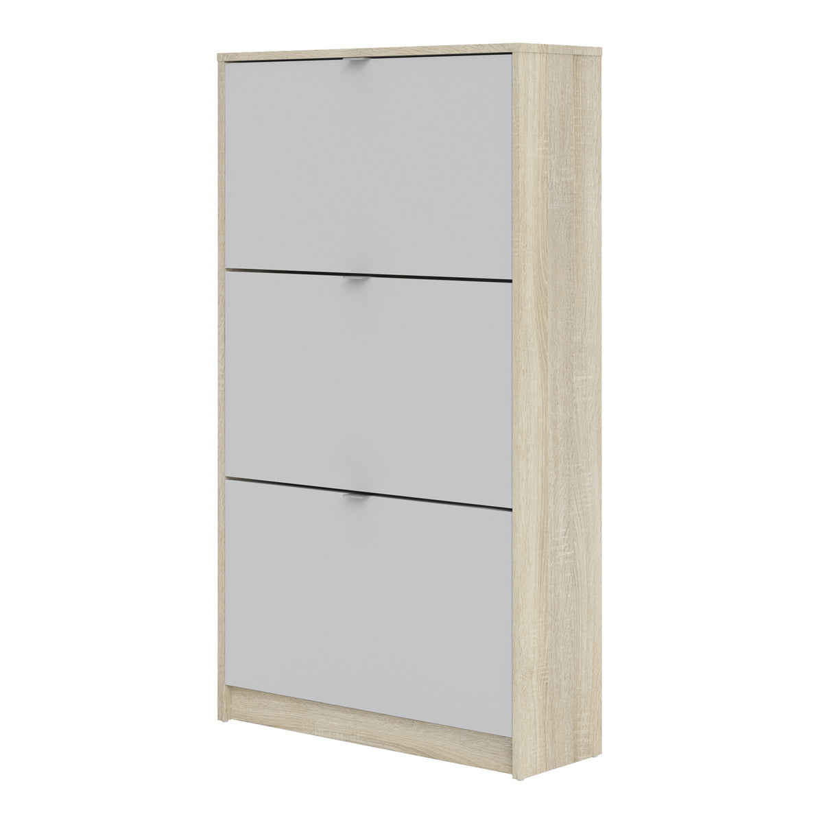 Shoes Shoe cabinet w. 3 tilting doors and 2 layers Oak structure White