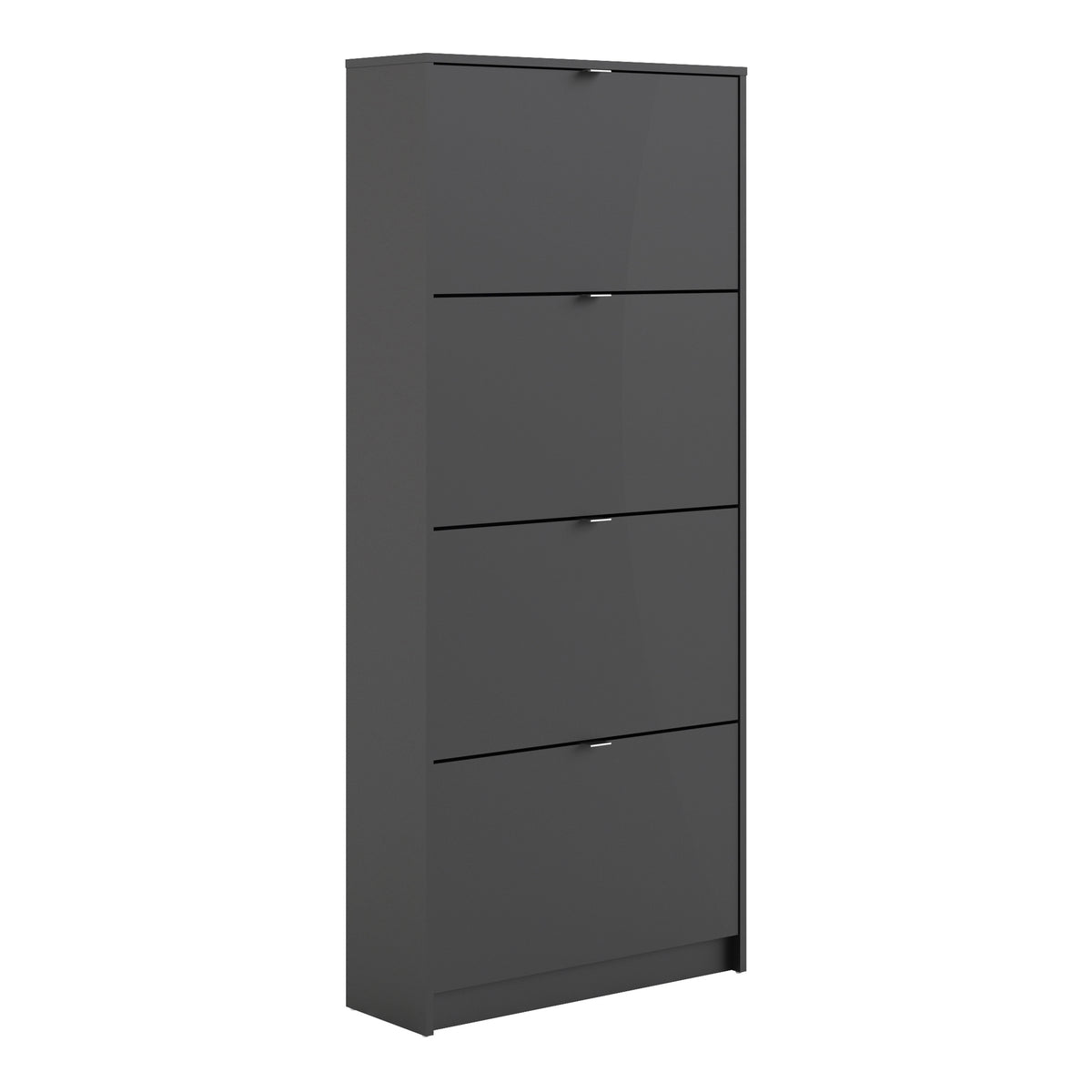 Shoes Shoe cabinet w. 4 tilting doors and 1 layer in Matt Black