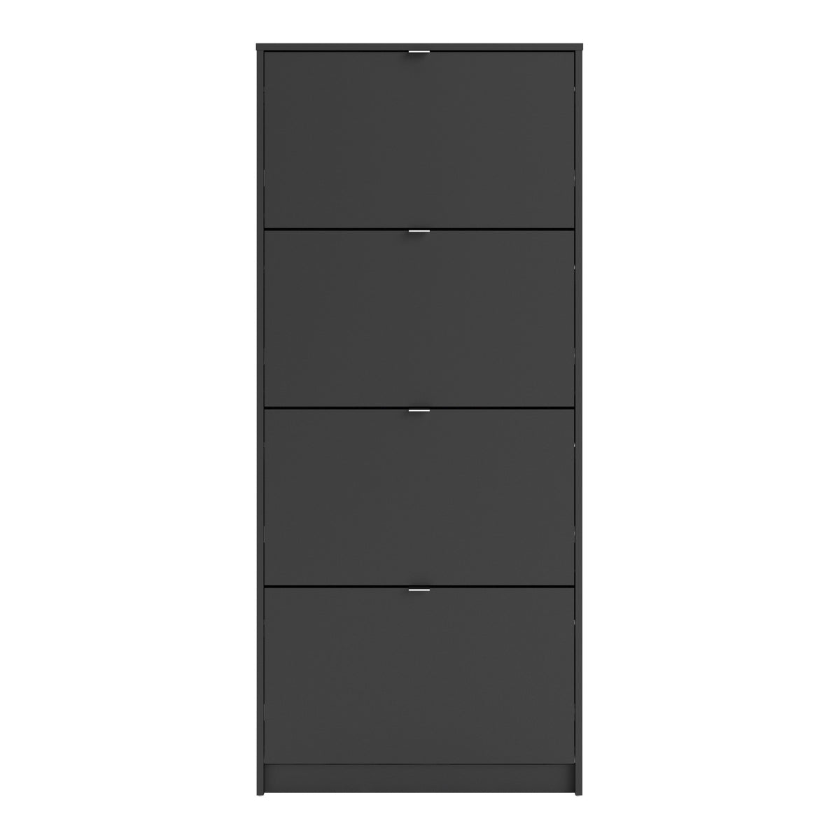 Shoes Shoe cabinet w. 4 tilting doors and 1 layer in Matt Black