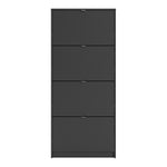 Shoes Shoe cabinet w. 4 tilting doors and 1 layer in Matt Black