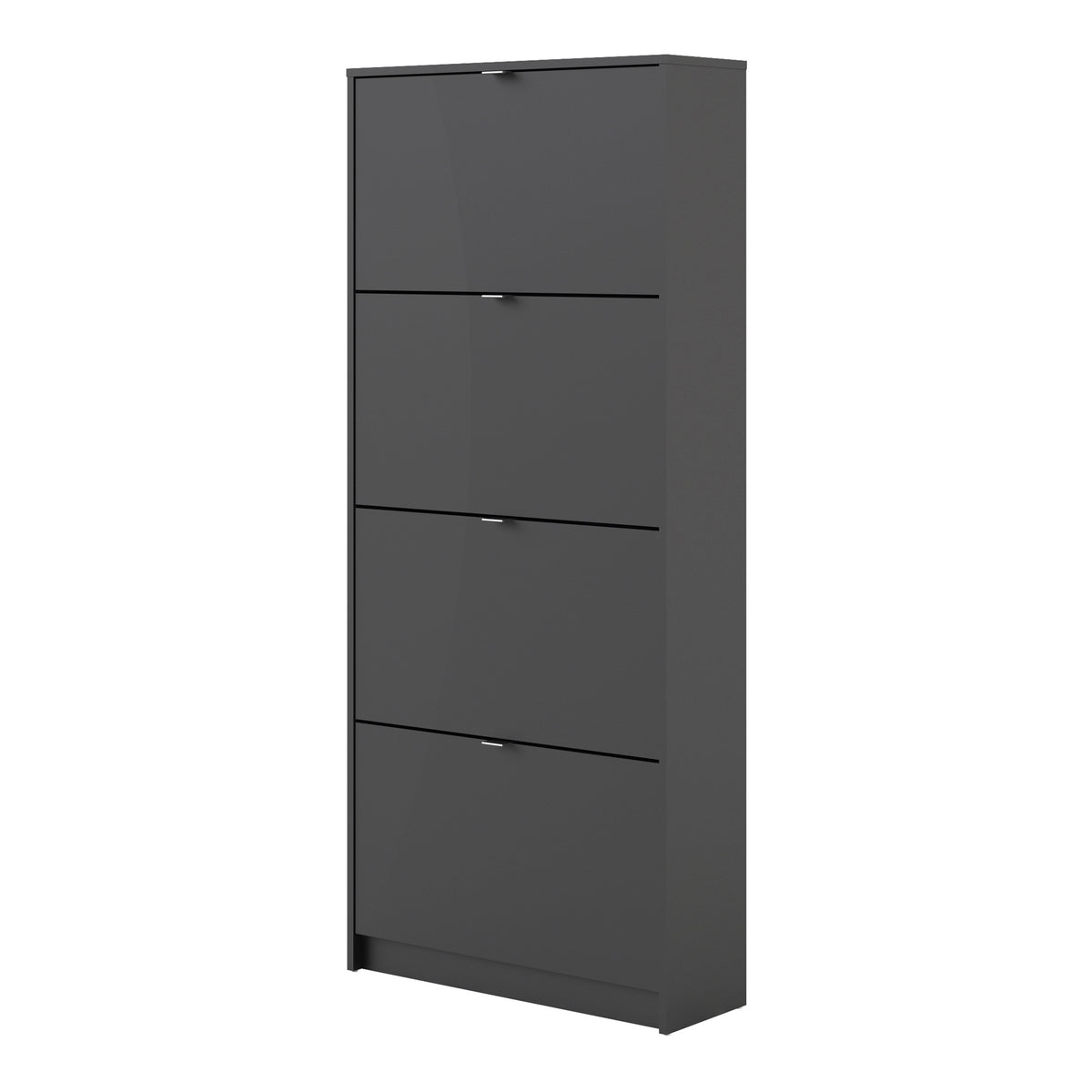 Shoes Shoe cabinet w. 4 tilting doors and 1 layer in Matt Black