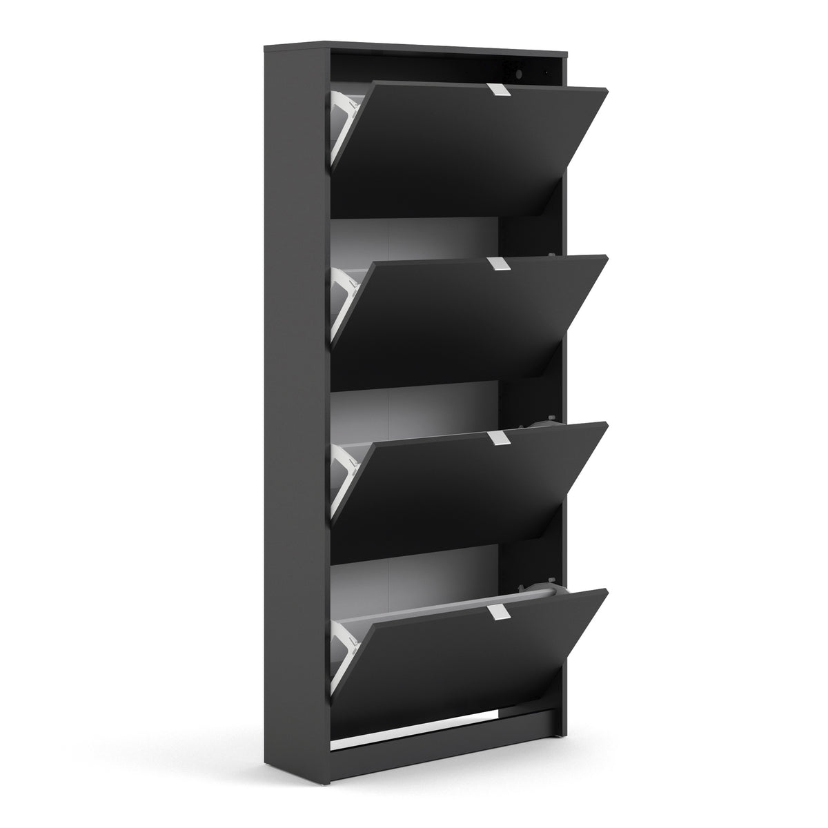 Shoes Shoe cabinet w. 4 tilting doors and 1 layer in Matt Black