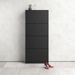 Shoes Shoe cabinet w. 4 tilting doors and 1 layer in Matt Black