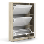 Shoes Shoe cabinet w. 3 tilting doors and 2 layers + 1 door Oak structure