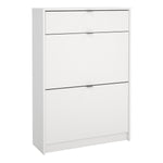 Shoes Shoe Cabinet 2 Flip Down Doors + 1 Drawer in White