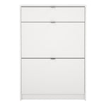 Shoes Shoe Cabinet 2 Flip Down Doors + 1 Drawer in White