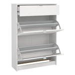 Shoes Shoe Cabinet 2 Flip Down Doors + 1 Drawer in White