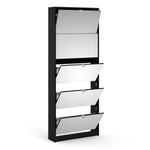 Shoes Shoe cabinet 5 Mirror tilting Doors in Black