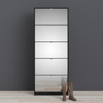 Shoes Shoe cabinet 5 Mirror tilting Doors in Black