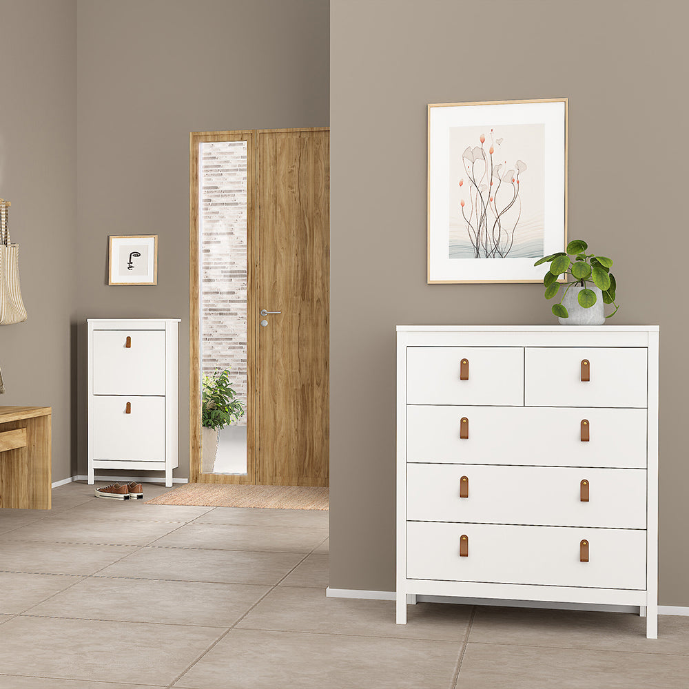 Barcelona 3 Piece Bundle, Bedside, Chest and 3 Door Wardrobe in White