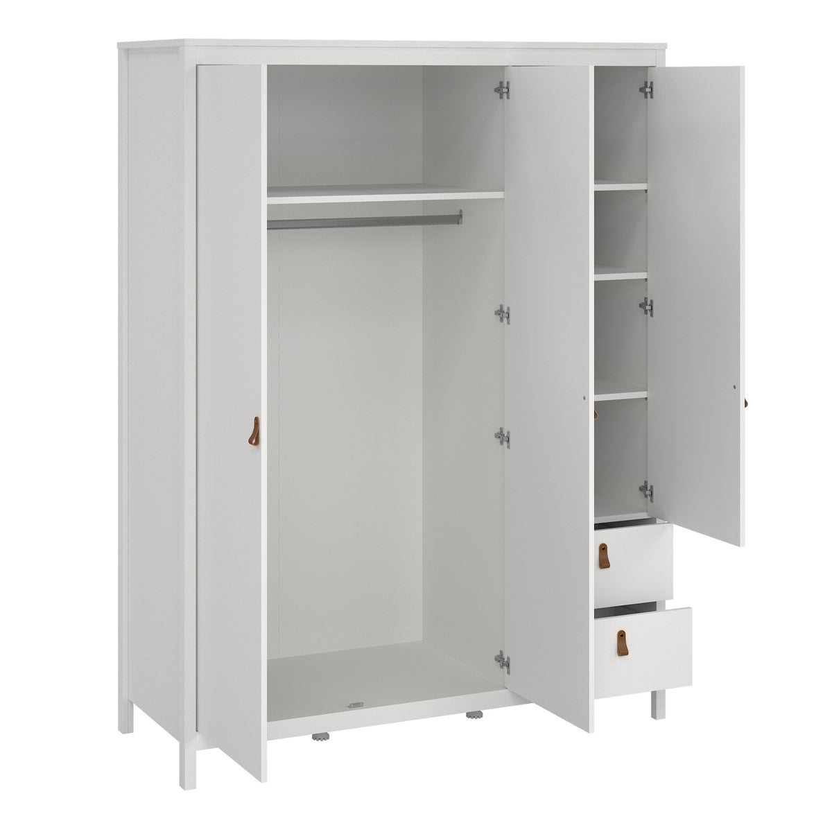 Barcelona Wardrobe with 2 doors + 1 mirror door + 2 drawers White