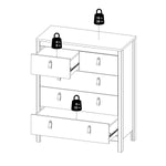 Barcelona Chest 3+2 drawers in White