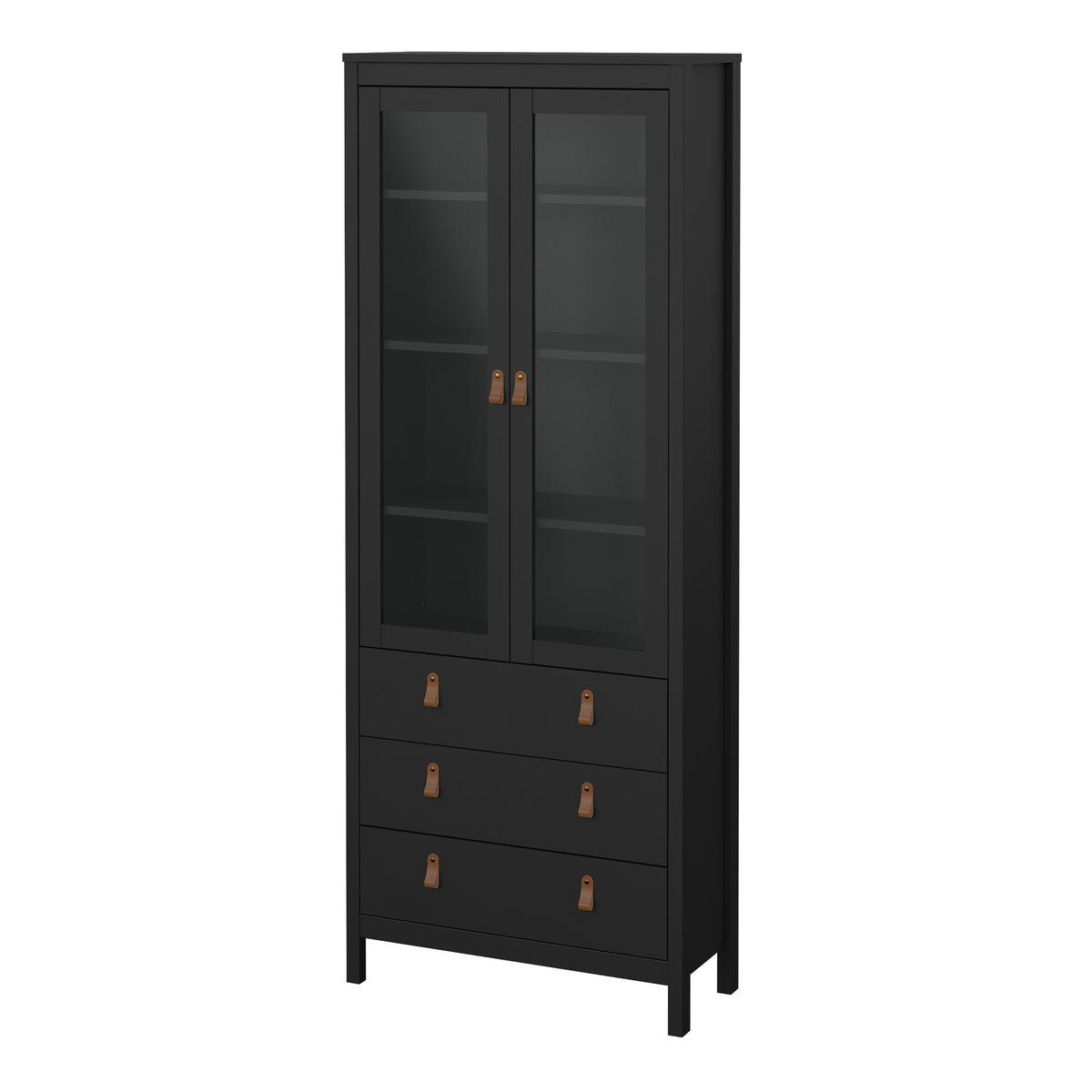 Barcelona China cabinet 2 doors w/glass + 3 drawers in Matt Black