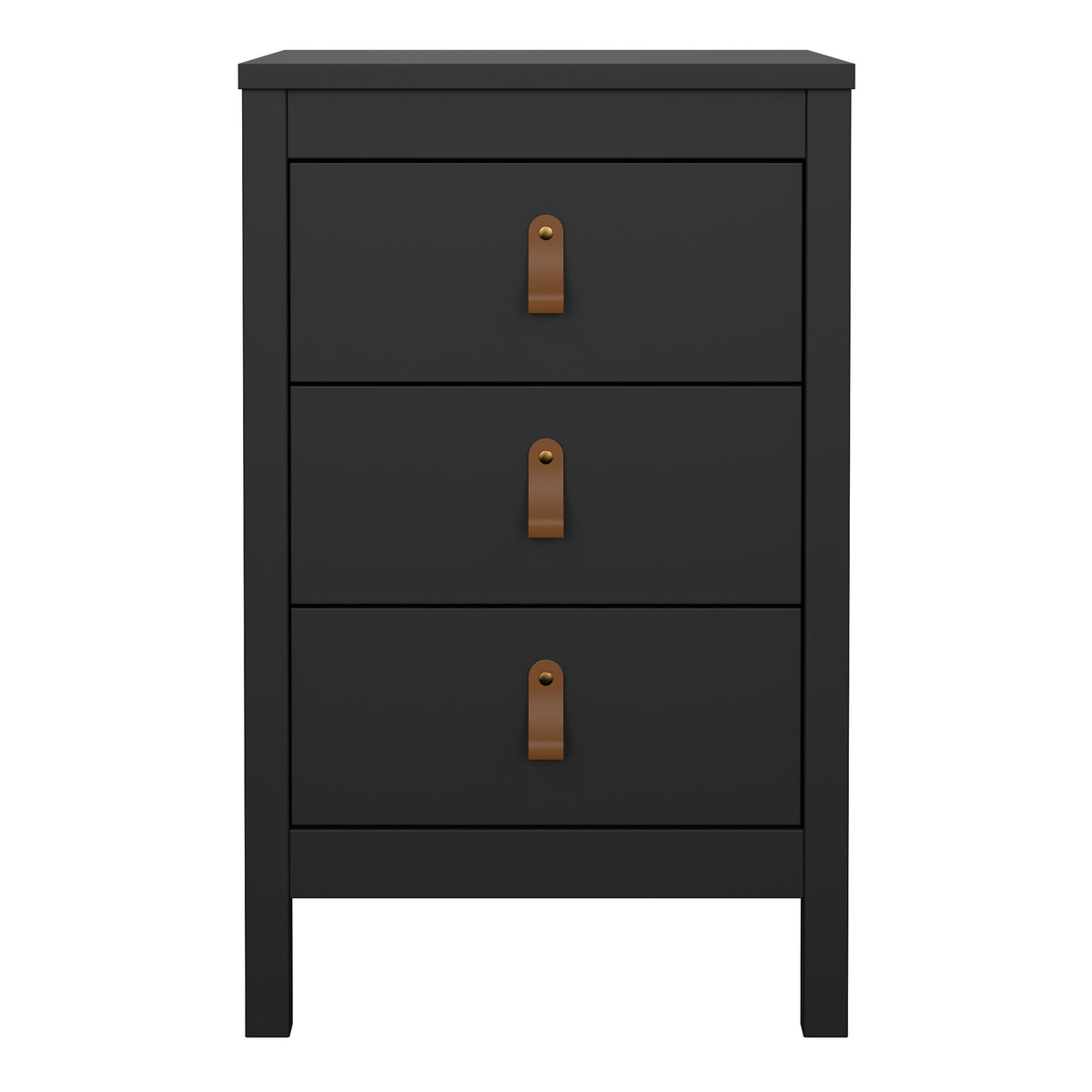 Barcelona Bedside Table 3 Drawers in Matt Black