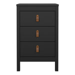 Barcelona Bedside Table 3 Drawers in Matt Black