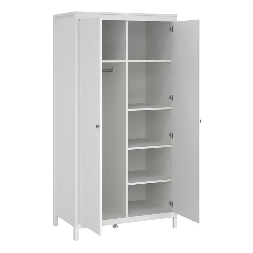 Madrid 3 Piece Bundle, Bedside, Chest and 2 Door Wardrobe in White