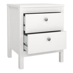 Madrid 3 Piece Bundle, Bedside, Chest and 2 Door Wardrobe in White