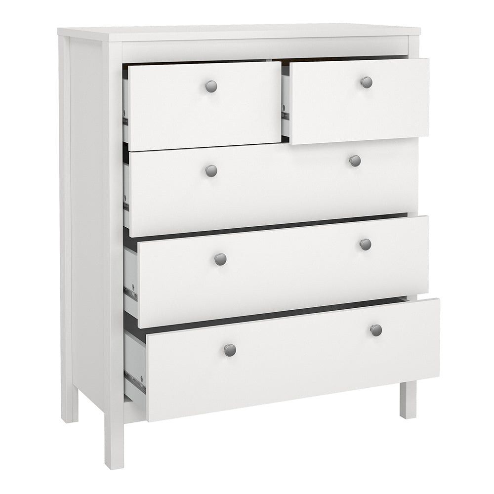 Madrid 3 Piece Bundle, Bedside, Chest and 2 Door Wardrobe in White