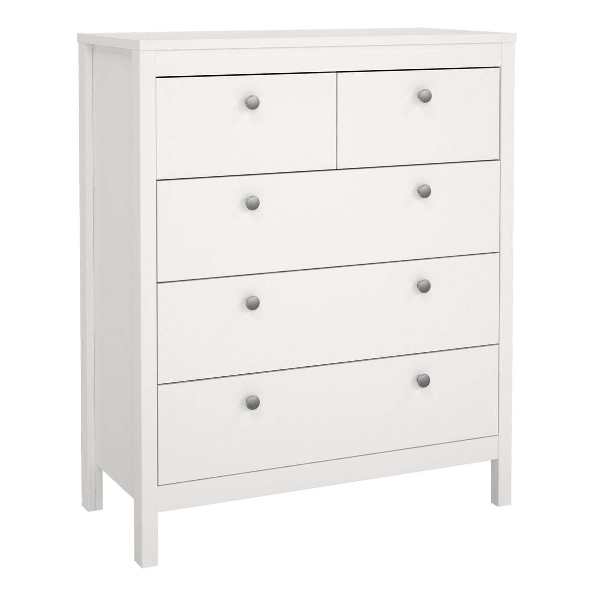 Madrid 3 Piece Bundle, Bedside, Chest and 3 Door Wardrobe in White