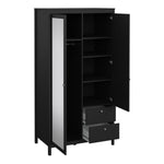 Madrid Wardrobe with 1 door + 1 mirror door + 2 drawers Matt Black