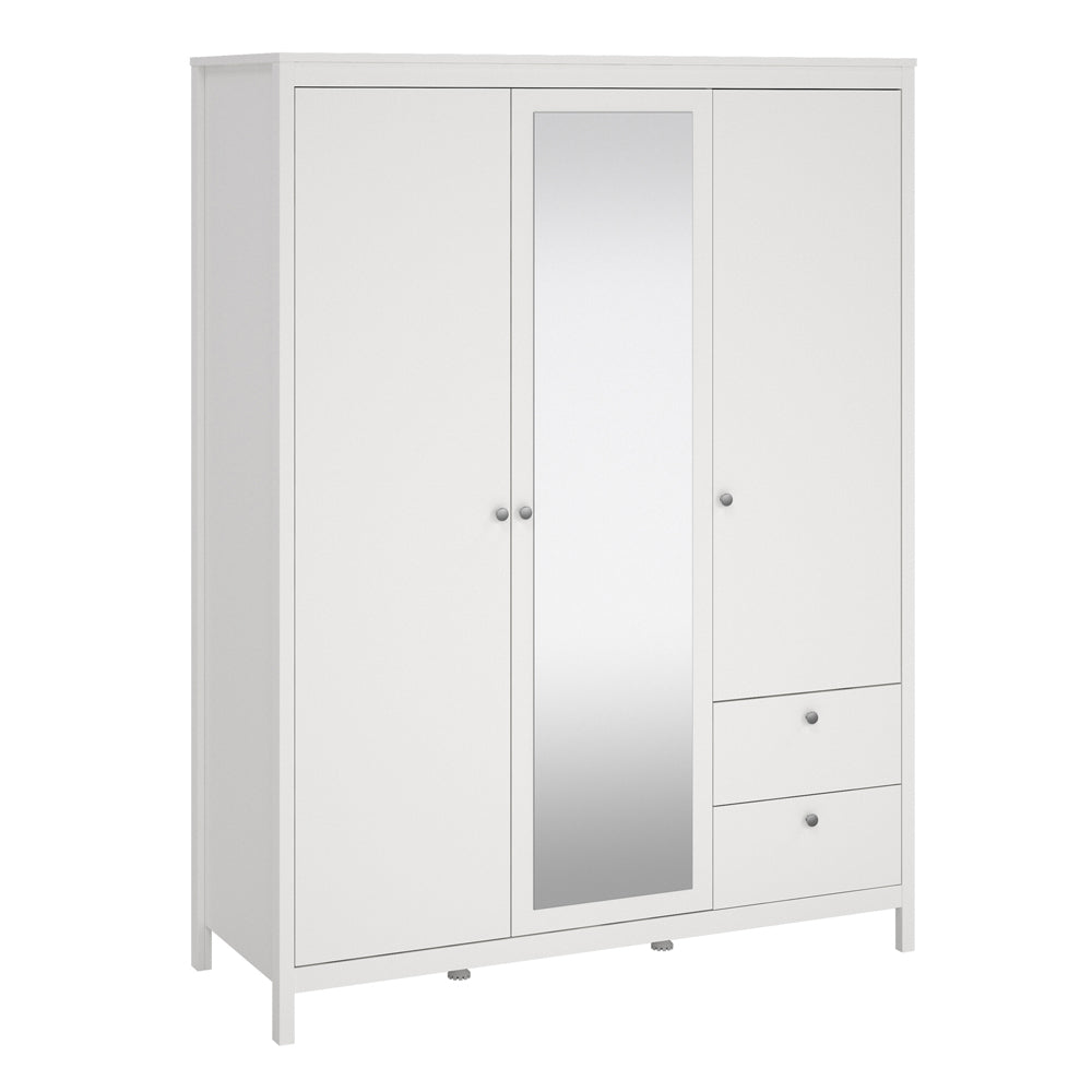 Madrid Wardrobe with 2 doors + 1 mirror door + 2 drawers White