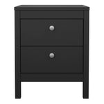 Madrid Bedside Table 2 drawers in Matt Black