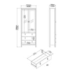 Madrid China cabinet 2 doors w/glass + 3 drawers in White