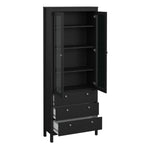 Madrid China cabinet 2 doors w/glass + 3 drawers in Matt Black