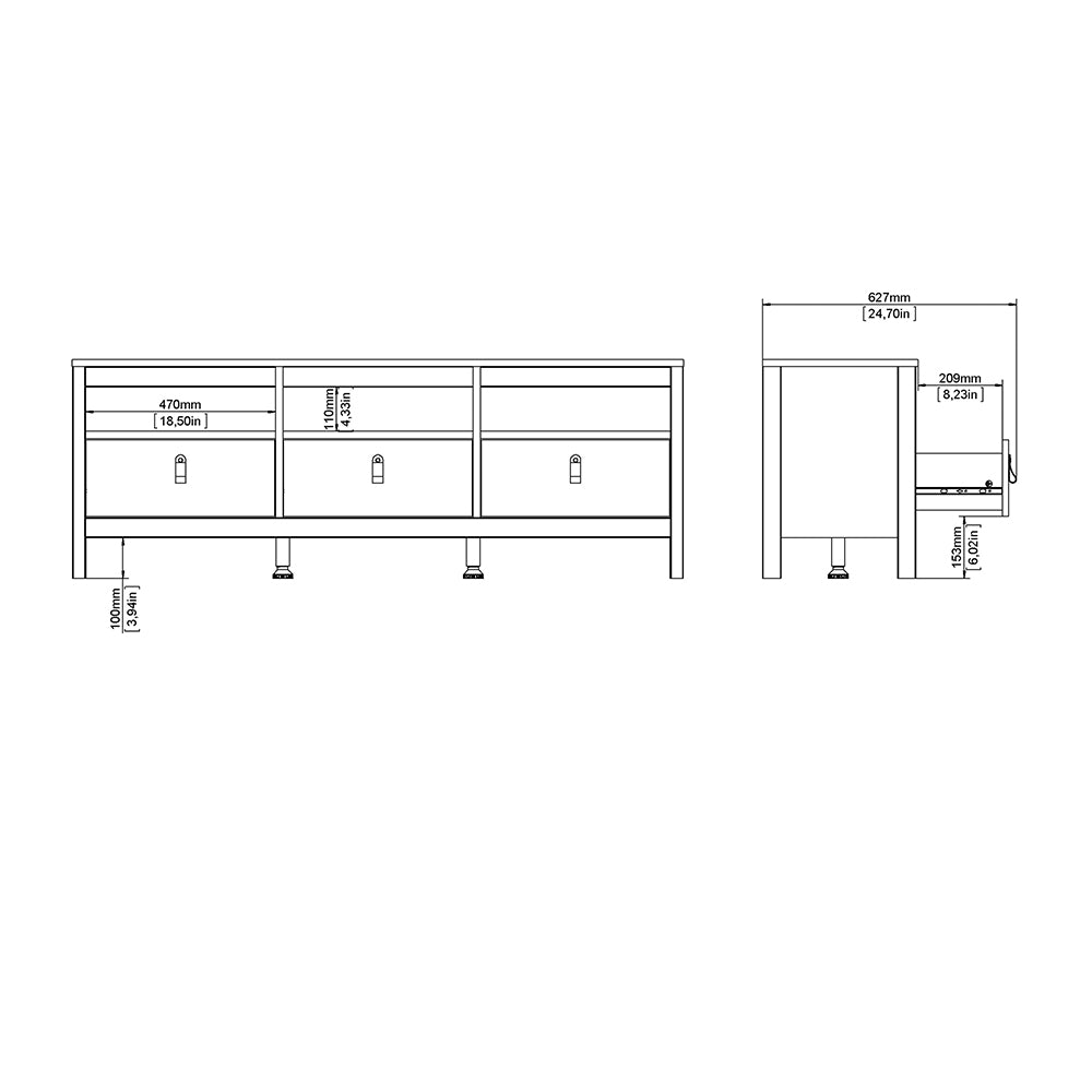 Madrid Tv-unit 3 drawers in White