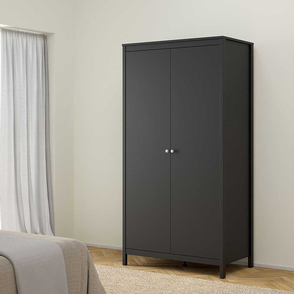 Madrid Wardrobe with 2 doors in Matt Black