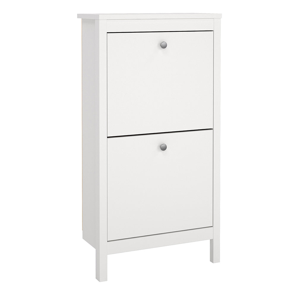 Madrid Shoe Cabinet 2 Flap Door White