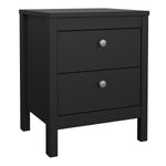 Madrid 3 Piece Bundle, Bedside, Chest and 2 Door Wardrobe in Matt Black