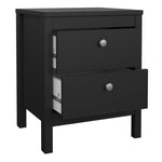 Madrid 3 Piece Bundle, Bedside, Chest and 3 Door Wardrobe in Matt Black