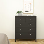 Madrid 3 Piece Bundle, Bedside, Chest and 3 Door Wardrobe in Matt Black