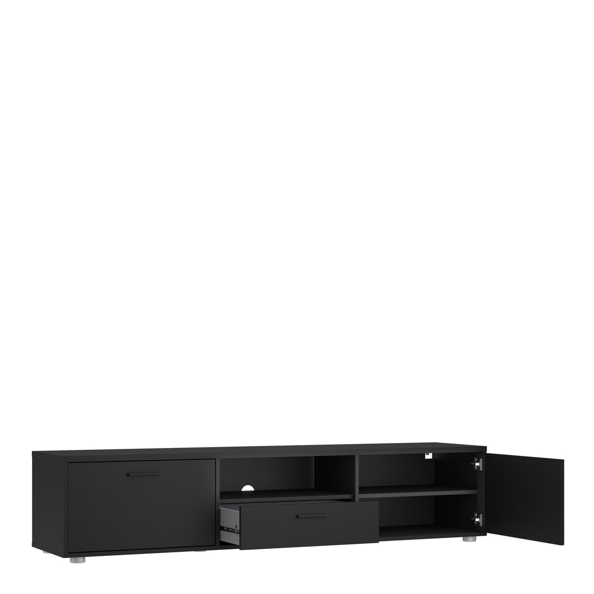 Media TV-unit with 2 doors + 1 drawer 177 cm Black