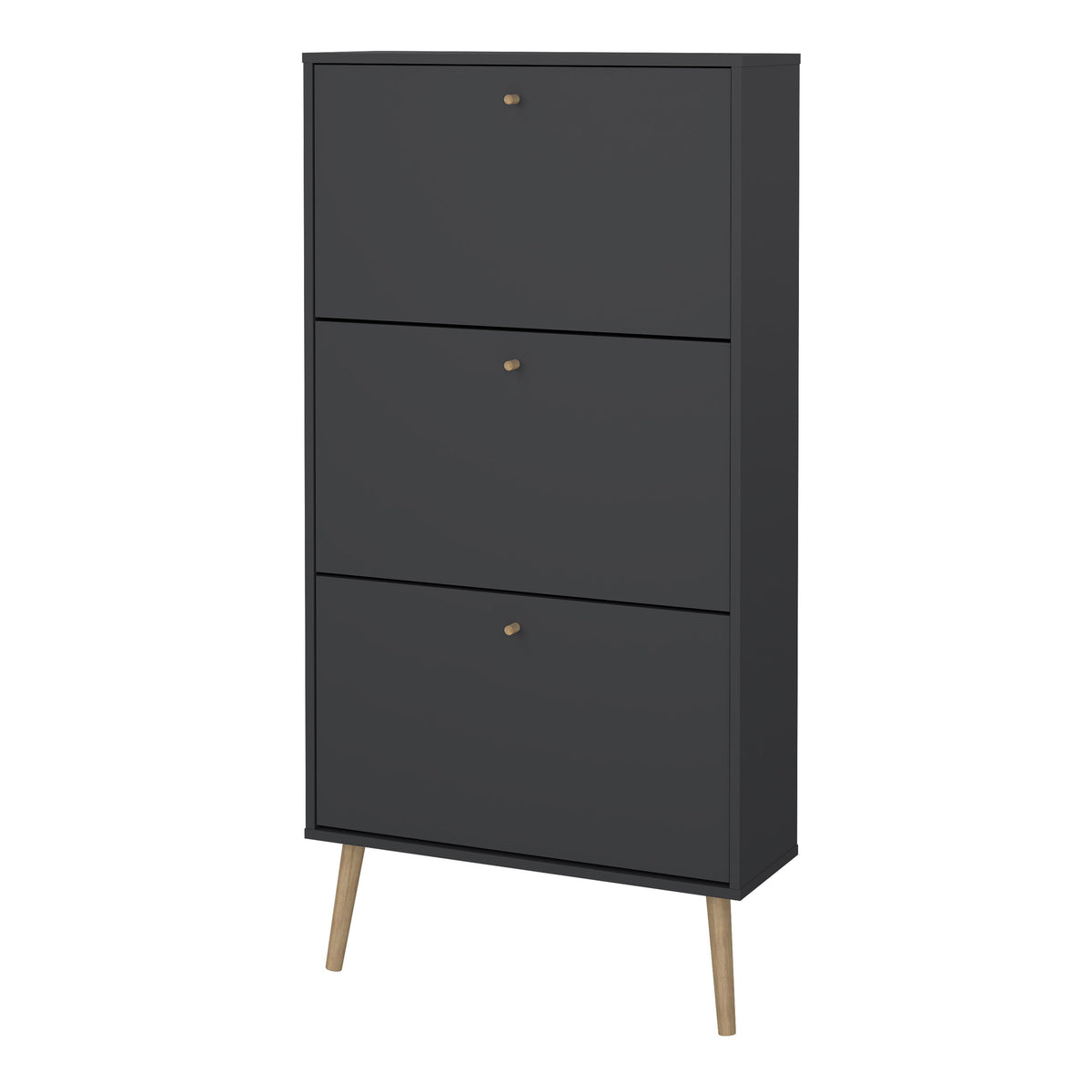 Cumbria Shoe Cabinet 3 flap Doors Dark Grey