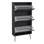 Cumbria Shoe Cabinet 3 flap Doors Dark Grey