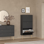 Cumbria Shoe Cabinet 3 flap Doors Dark Grey