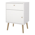 Cumbria Nightstand 1 Door + 1 Drawer White