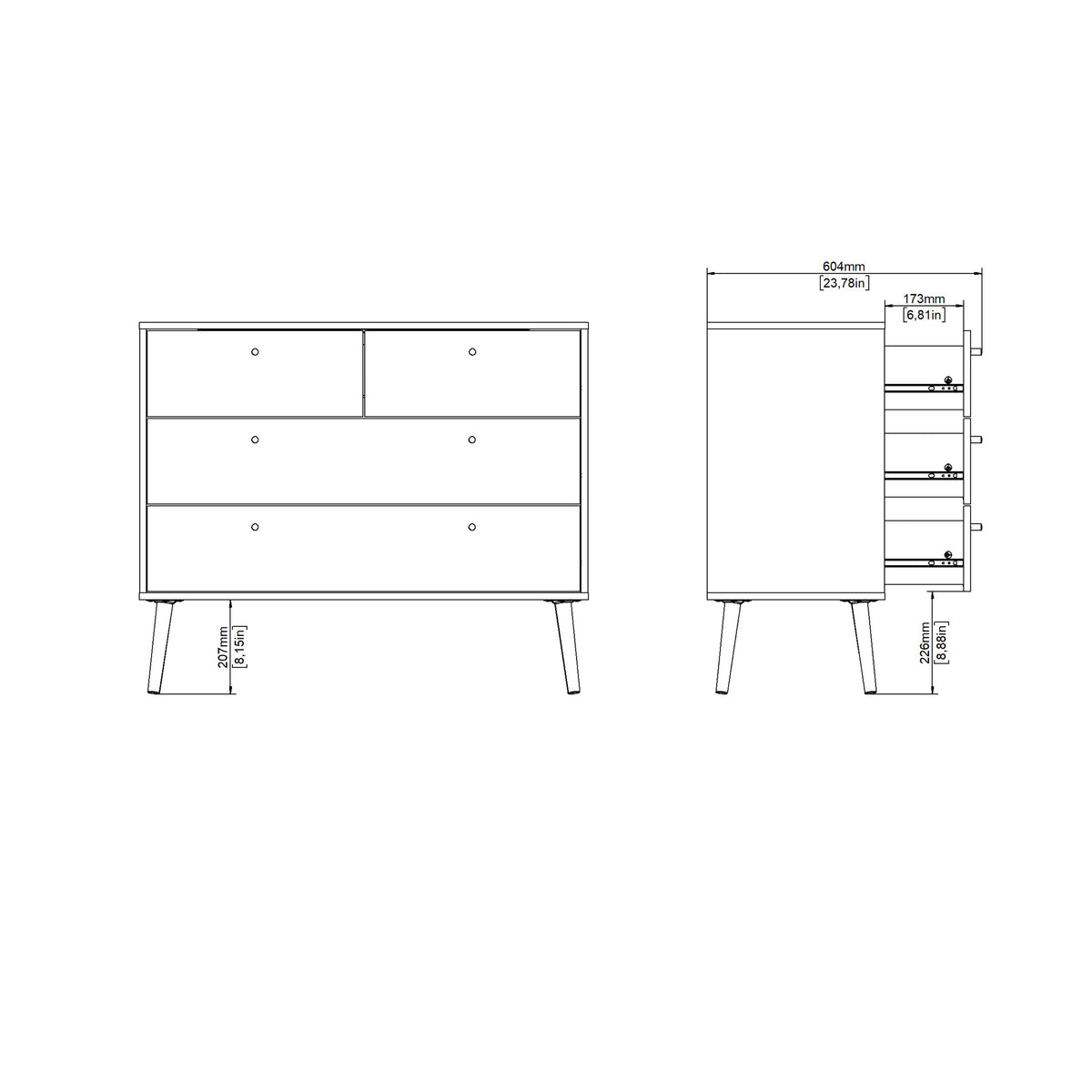 Cumbria Chest 2 + 2 Drawers White