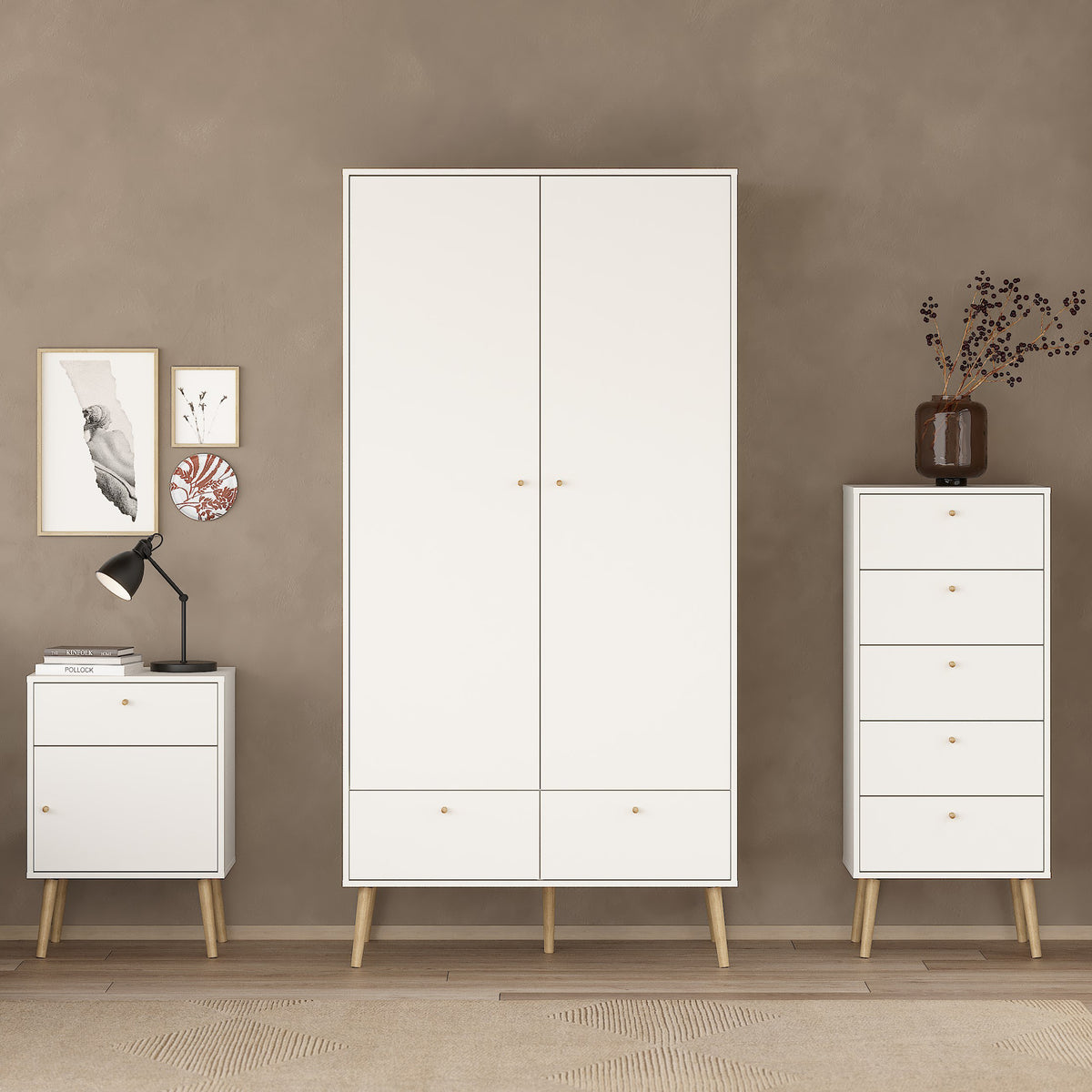 Cumbria Wardrobe with 2 Doors + 2 Drawers White