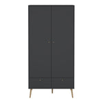 Cumbria Wardrobe with 2 Doors + 2 Drawers Dark Grey