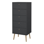 Cumbria Chest 5 Drawers Dark Grey