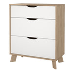 Ikast Chest 3 Drawers in Jackson Hickory and White