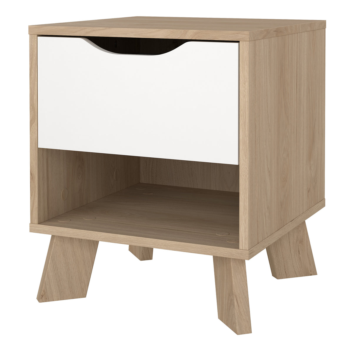 Ikast Nightstand 1 Drawer in Jackson Hickory and White