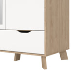 Ikast Wardrobe 3 Doors and 2 Drawers with Mirror in Jackson Hickory and White